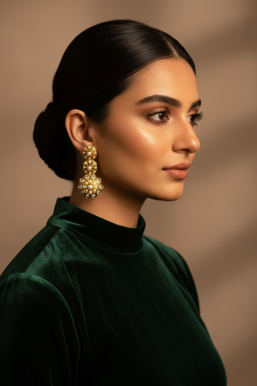 Virelle 24K gold plated earrings with a hand-finished gold frame and American zircon stones