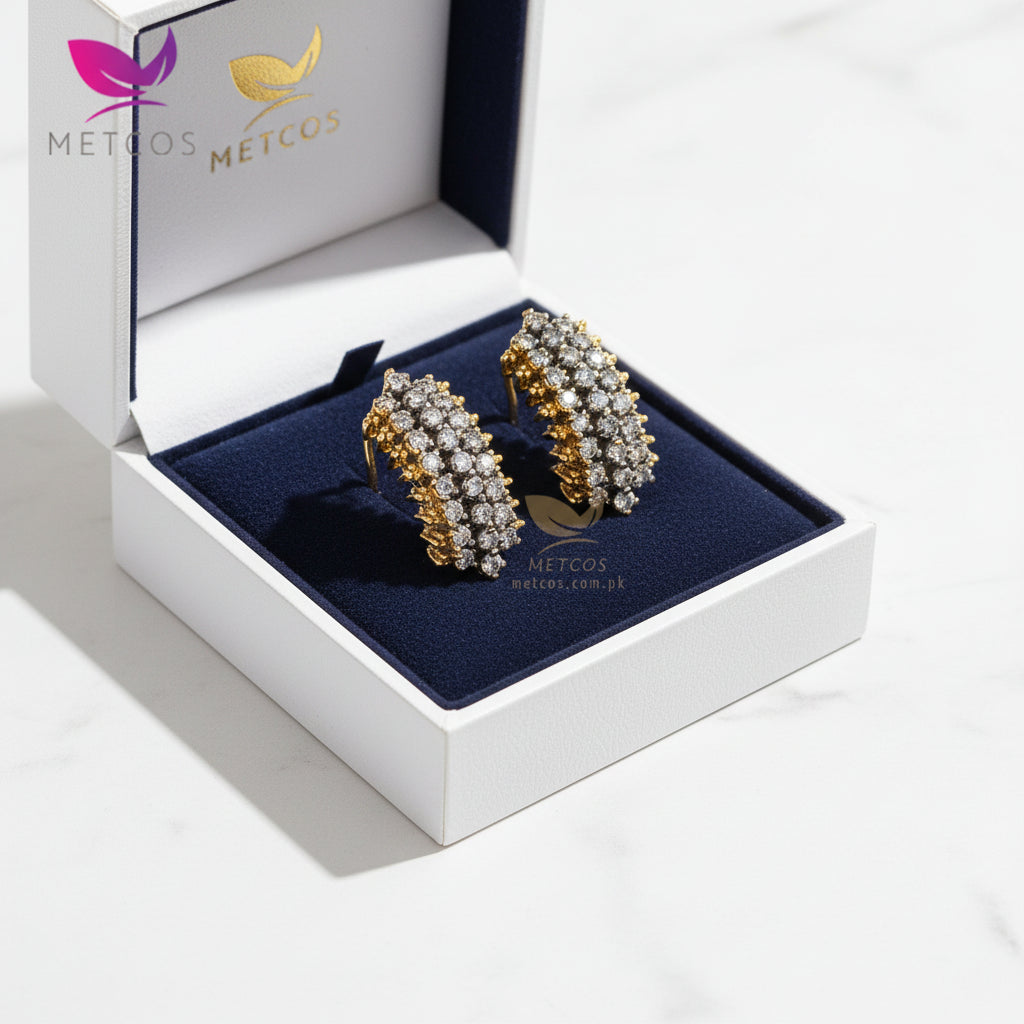 Ultra Premium Shield Zirconia Studs | 24k Gold Plated, Casted with Real American Zircons | Free Delivery