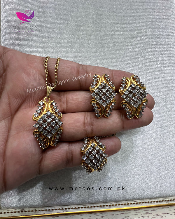 Royal Diamond Set | 24K Gold Plated, Real American Zircons