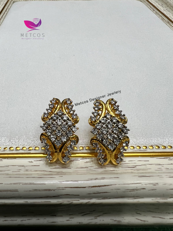Royal Diamond Studs | 24K Gold Plated, Real American Zircons