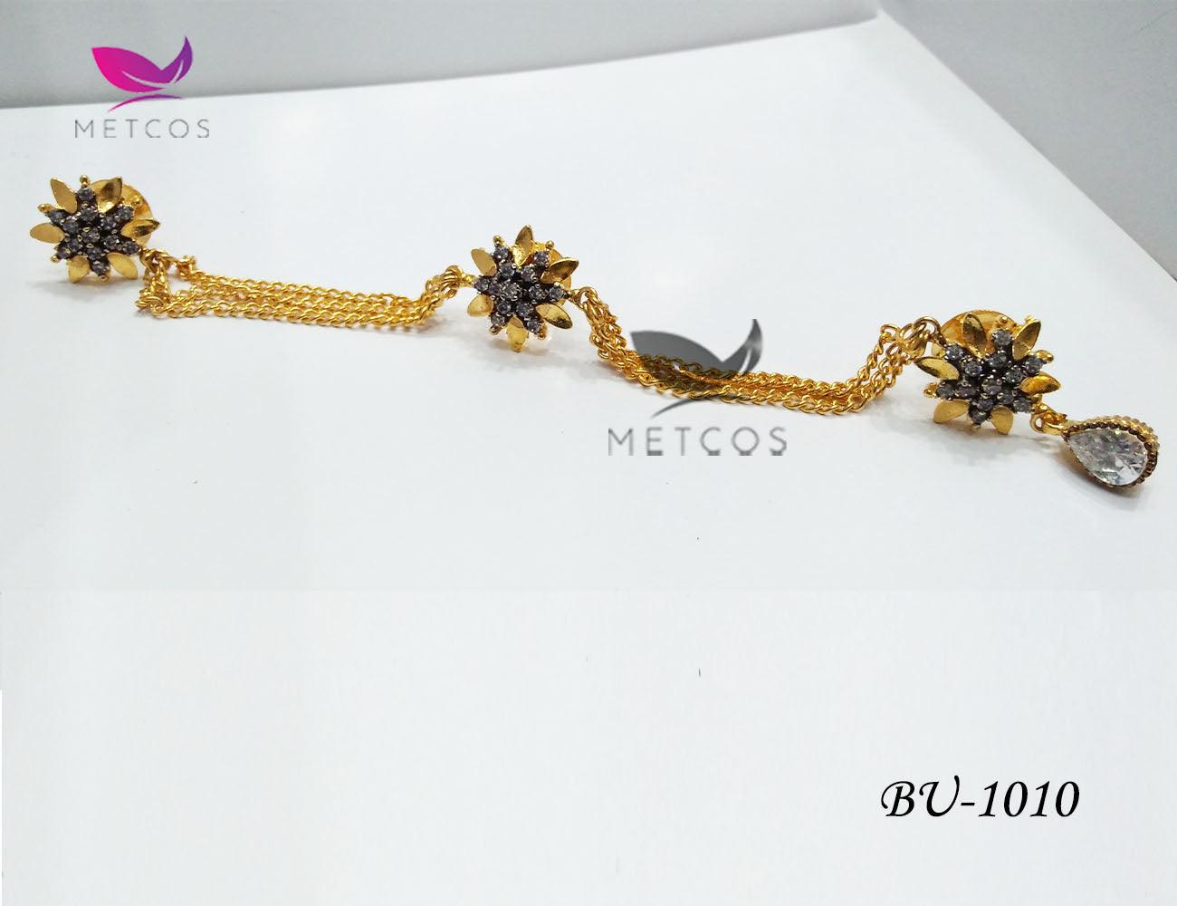 Diamond Gold 24K gold plated button pati set with a diamond-cut finish, for shirt and kurta plackets