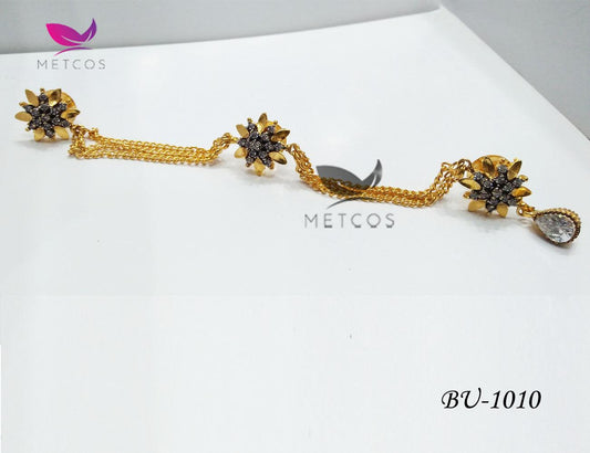 Diamond Gold 24K gold plated button pati set with a diamond-cut finish, for shirt and kurta plackets
