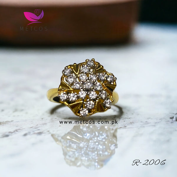 Queen Spin Diamond Cut Ring | 24K Gold Plated Casted with Real Ameican Zircons