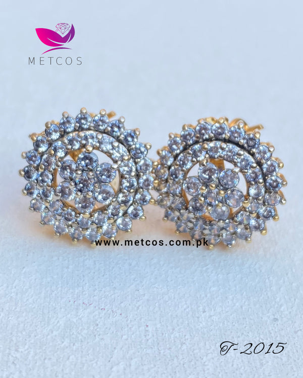 Coin Zirconia Studs | 24k Gold Plated, Casted with Real American Zircons |Free Delivery