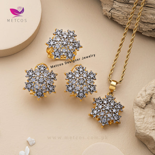 Diamond Spark Locket Set | 24 Gold Plated, Handmade Set