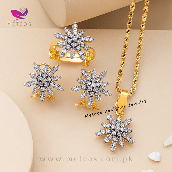 Shimmering Diamond Locket Set | 24K Gold Plated