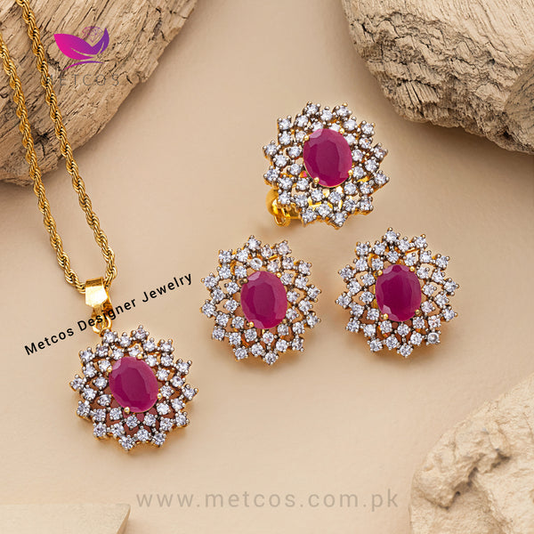 Ruby Rolyale Locket Set | 24k Gold Plated, Real American Zircons