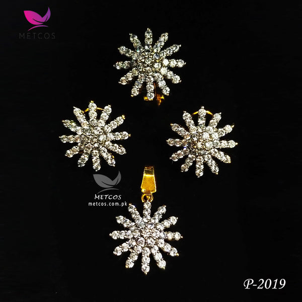 Sea-Star Zirconia Pendant Set | 24 Gold Plated, Casted with Real American Zircons