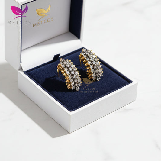 Ultra Premium Shield Zirconia Studs | 24k Gold Plated, Casted with Real American Zircons | Free Delivery