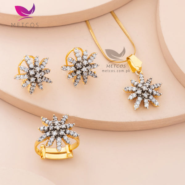 Sea Start Locket Set | 24K Gold Plated, Real American Zircons