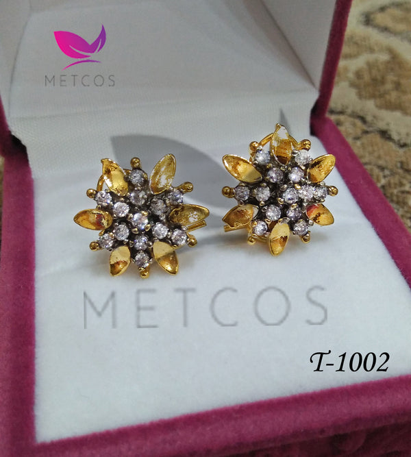 Diamond Gold Studs |  High Quality 24 K Gold Plated