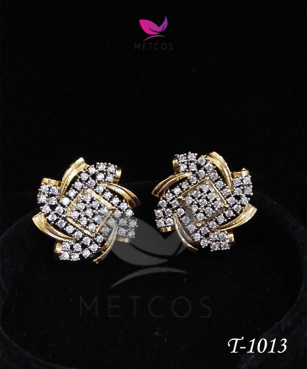 Diamond Zirconish Studs | 24K Gold Plated | Casted with American Zircons