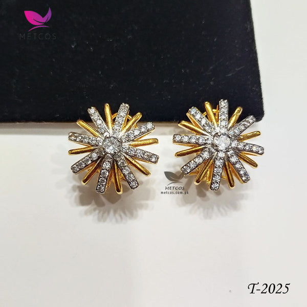 British Spin Studs | 24K Gold Plated, Real American Zircons