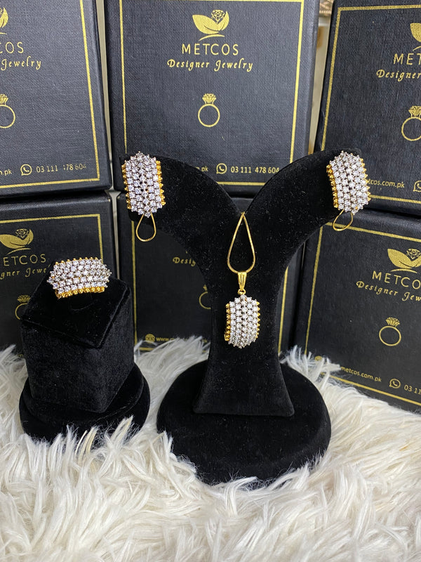 Penta Shield Diamond Locket Set | 24 Gold Plated, Handmade Set