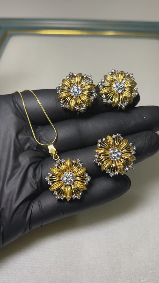 Tiffany Grace Diamond Set | 24k Gold Plated, Real American Zircons