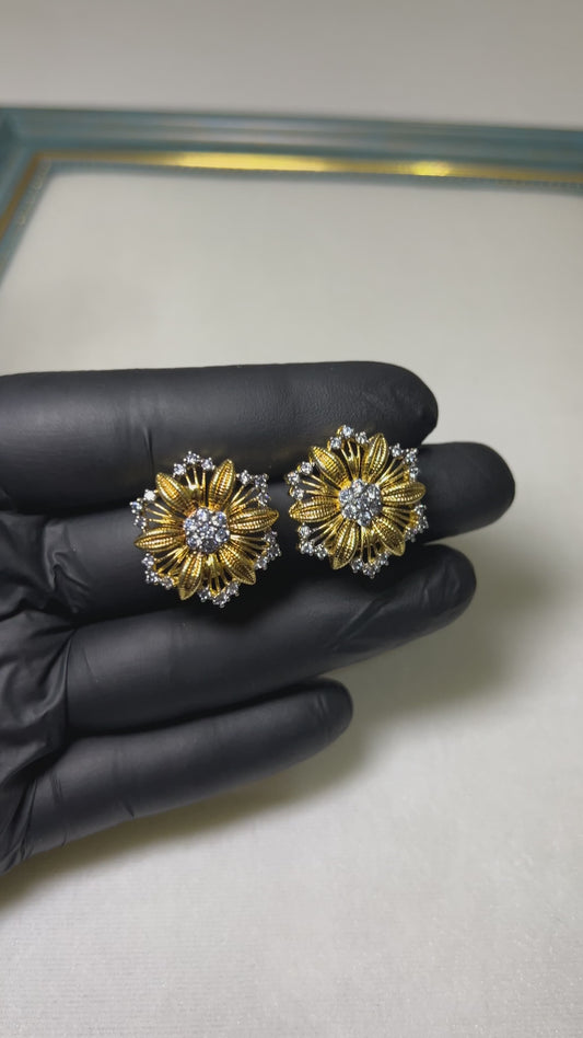 Tiffany Studs | 24k Gold Plated, Casted with Real American Zircons