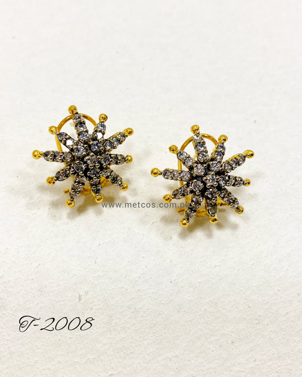 Star Zircon Studs |  24K Gold Plated | Casted with American Zircons |Free Delivery