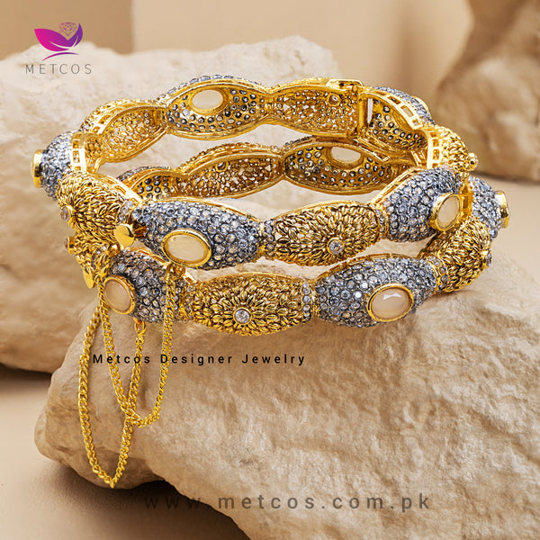 Opulent Gold Bangles | 24K Gold Plated | 2 Bangles(1Pair)